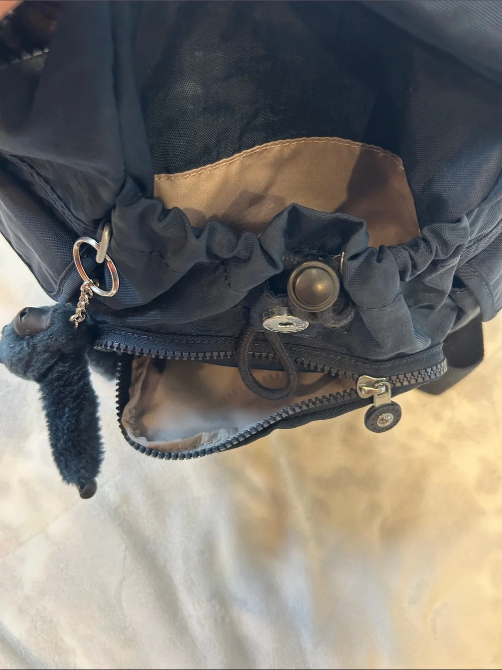 Kipling City Pack Mini Navy Backpack with Monkey Key Charm